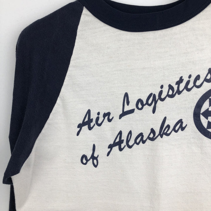 1970'S Vintage 7/8 Sleeve Raglan T-Shirt (Men's Size M equivalent) unclear navy blue type Vintage Second Hand