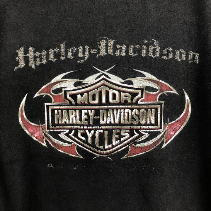 Harley-Davidson Motorcycle Long Sleeve T-Shirt, Men's Size Medium cotton black type Vintage Second Hand