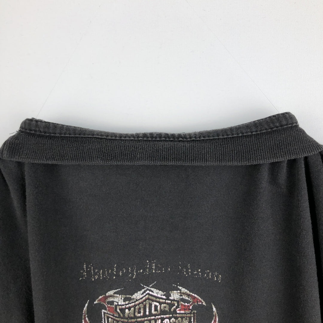 Harley-Davidson Motorcycle Long Sleeve T-Shirt, Men's Size Medium cotton black type Vintage Second Hand