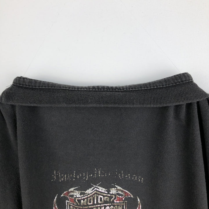 Harley-Davidson Motorcycle Long Sleeve T-Shirt, Men's Size Medium cotton black type Vintage Second Hand