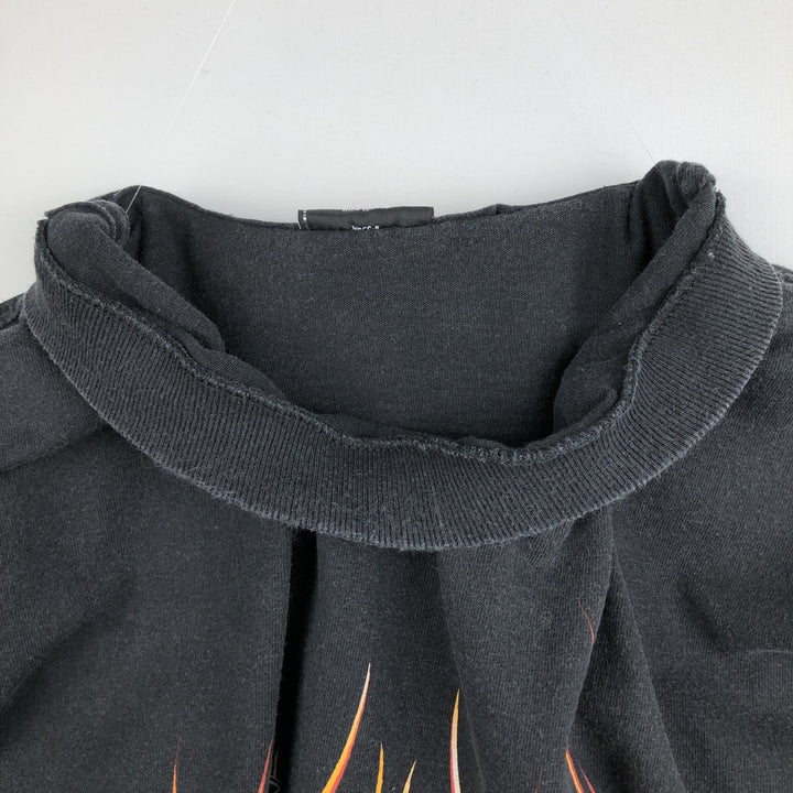 Harley-Davidson Fire Pattern Eagle Design Motorcycle Long-Sleeve T-Shirt (Men's XL equivalent) cotton black type Vintage Second Hand