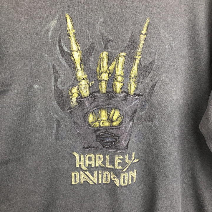 Harley-Davidson Motorcycle Long-Sleeve T-Shirt (Men's Size L) cotton green type Vintage Second Hand