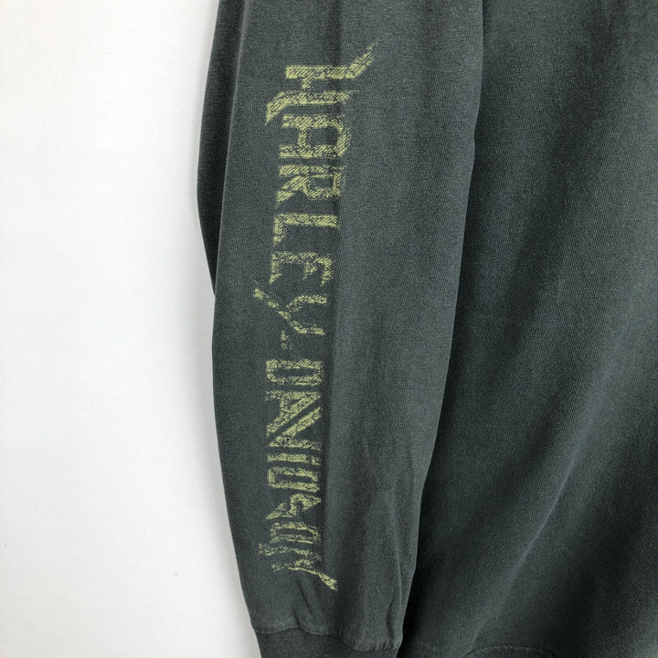 Harley-Davidson Motorcycle Long-Sleeve T-Shirt (Men's Size L) cotton green type Vintage Second Hand