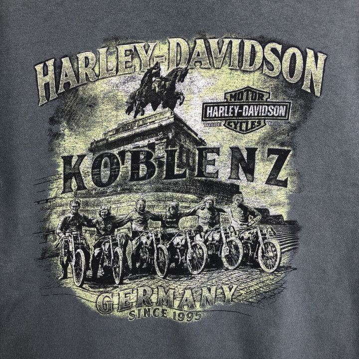 Harley-Davidson Motorcycle Long-Sleeve T-Shirt (Men's Size L) cotton green type Vintage Second Hand