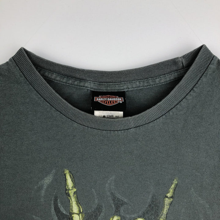 Harley-Davidson Motorcycle Long-Sleeve T-Shirt (Men's Size L) cotton green type Vintage Second Hand