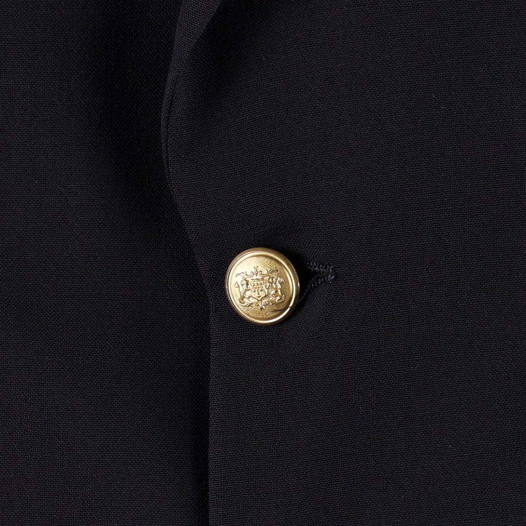 Plain navy blazer, tailored jacket, size XL (equivalent to men's XL), lightweight, center vent, gold buttons, fully lined, with shoulder pads. wool navy blue type Vintage Second Hand