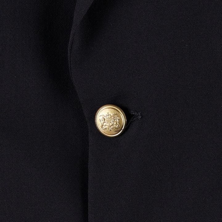 Plain navy blazer, tailored jacket, size XL (equivalent to men's XL), lightweight, center vent, gold buttons, fully lined, with shoulder pads. wool navy blue type Vintage Second Hand