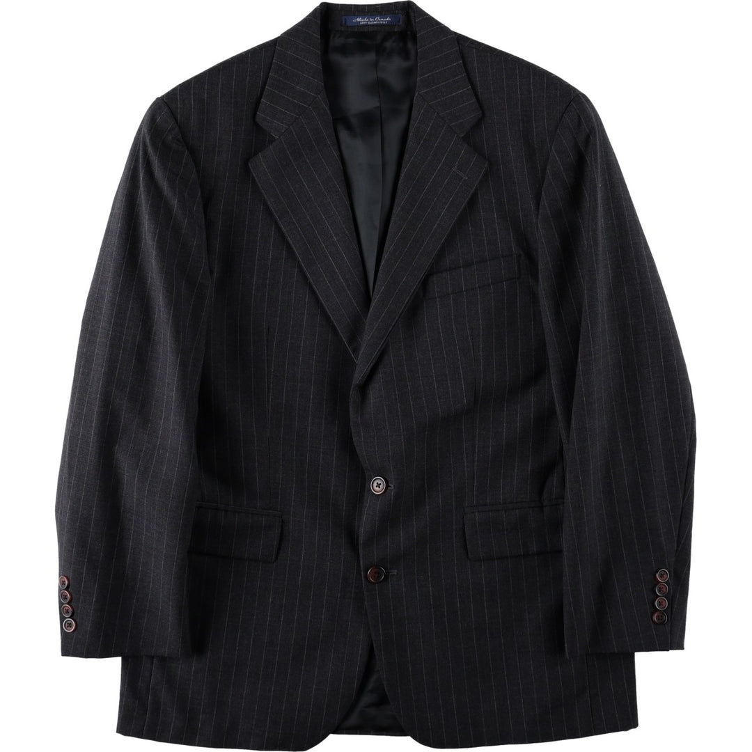 Ralph Lauren POLO UNIVERSITY CLUB Stripe Pattern Wool Tailored Jacket, Made in Canada, Men's Size L (approx.) wool Charcoal Vintage Second Hand