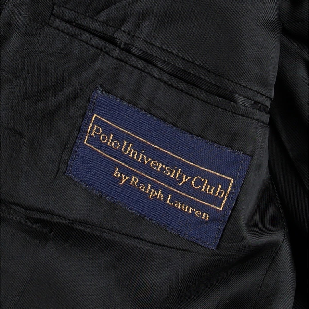 Ralph Lauren POLO UNIVERSITY CLUB Stripe Pattern Wool Tailored Jacket, Made in Canada, Men's Size L (approx.) wool Charcoal Vintage Second Hand