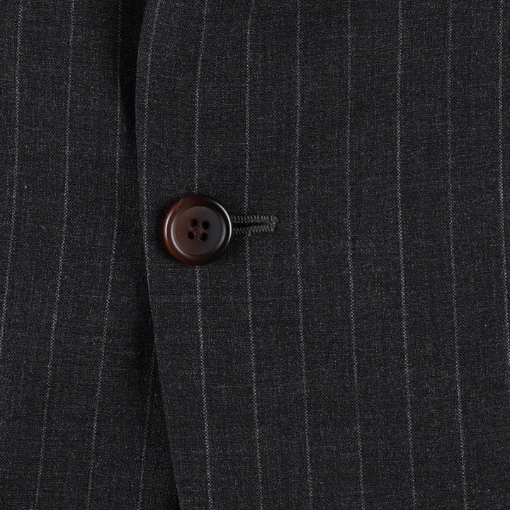 Ralph Lauren POLO UNIVERSITY CLUB Stripe Pattern Wool Tailored Jacket, Made in Canada, Men's Size L (approx.) wool Charcoal Vintage Second Hand