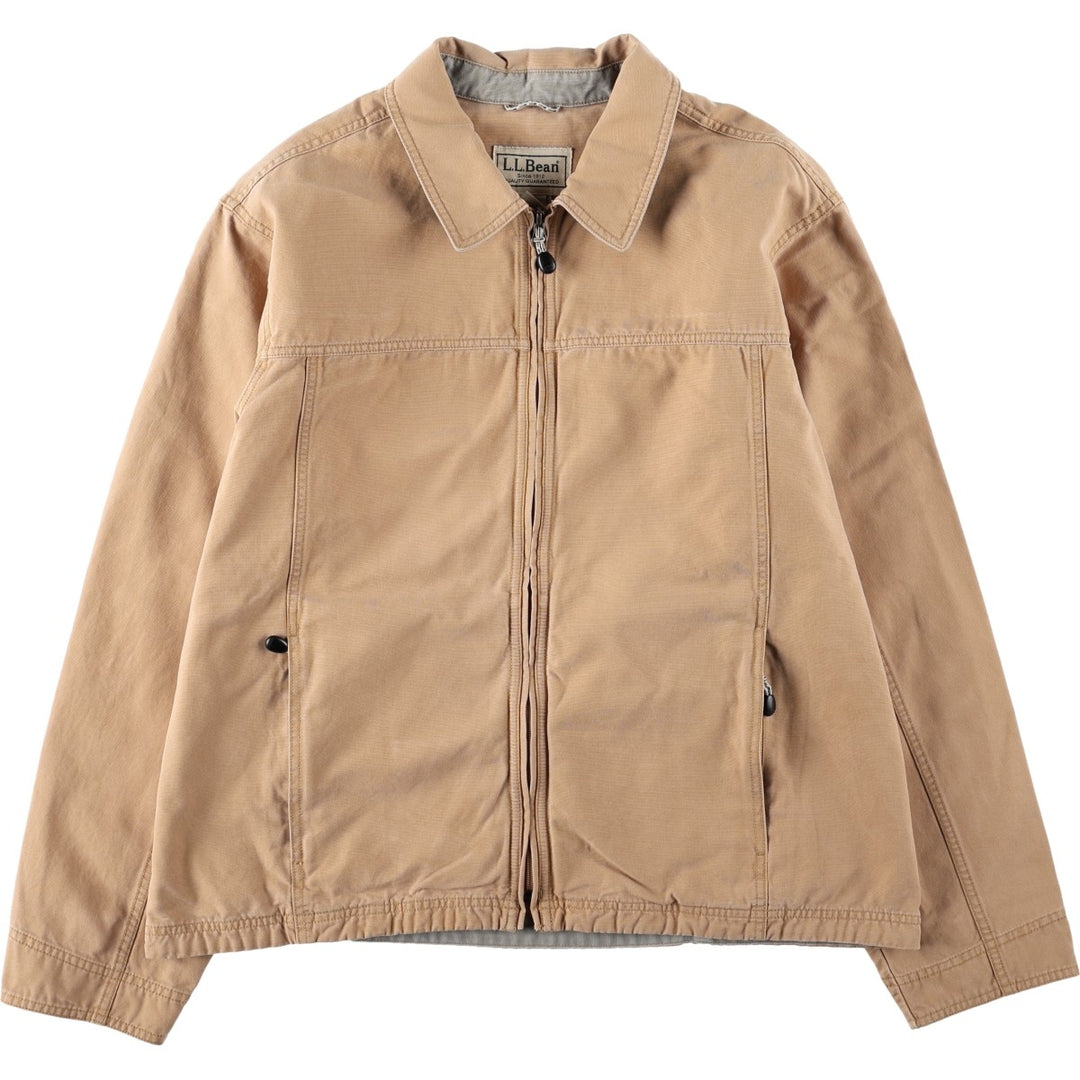 2000'S LLBean Collared Duck Cotton Jacket, Men's Size XL (approx.) cotton Khaki type beige Vintage Second Hand