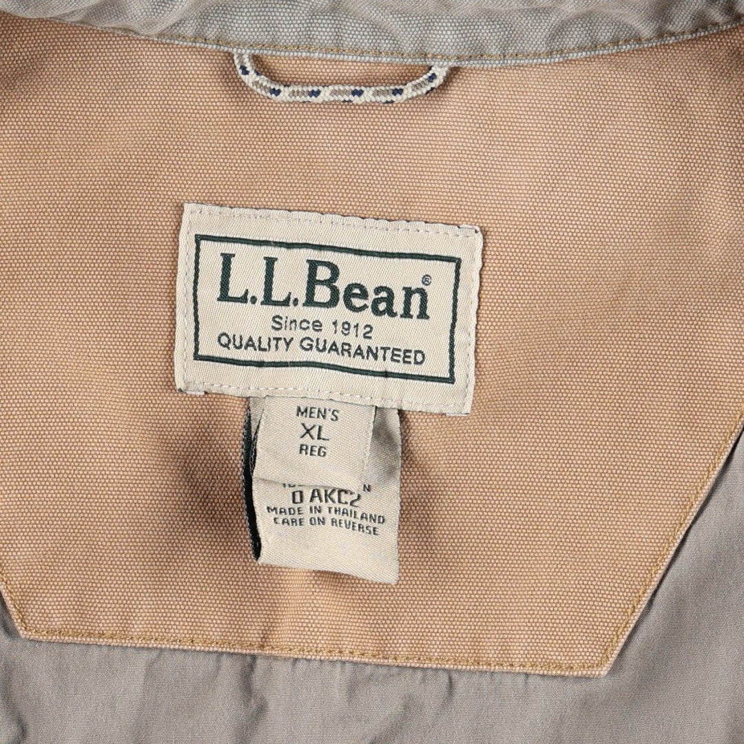 2000'S LLBean Collared Duck Cotton Jacket, Men's Size XL (approx.) cotton Khaki type beige Vintage Second Hand