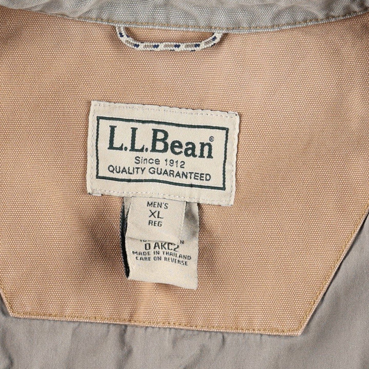 2000'S LLBean Collared Duck Cotton Jacket, Men's Size XL (approx.) cotton Khaki type beige Vintage Second Hand