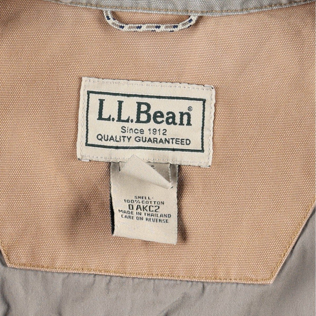 2000'S LLBean Collared Duck Cotton Jacket, Men's Size XL (approx.) cotton Khaki type beige Vintage Second Hand