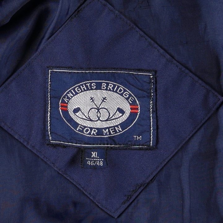 80s-90'S KNIGHTS BRIDGE Derby Jacket Cup Shoulder Jacket Men's XL equivalent polyester navy blue type Vintage Second Hand