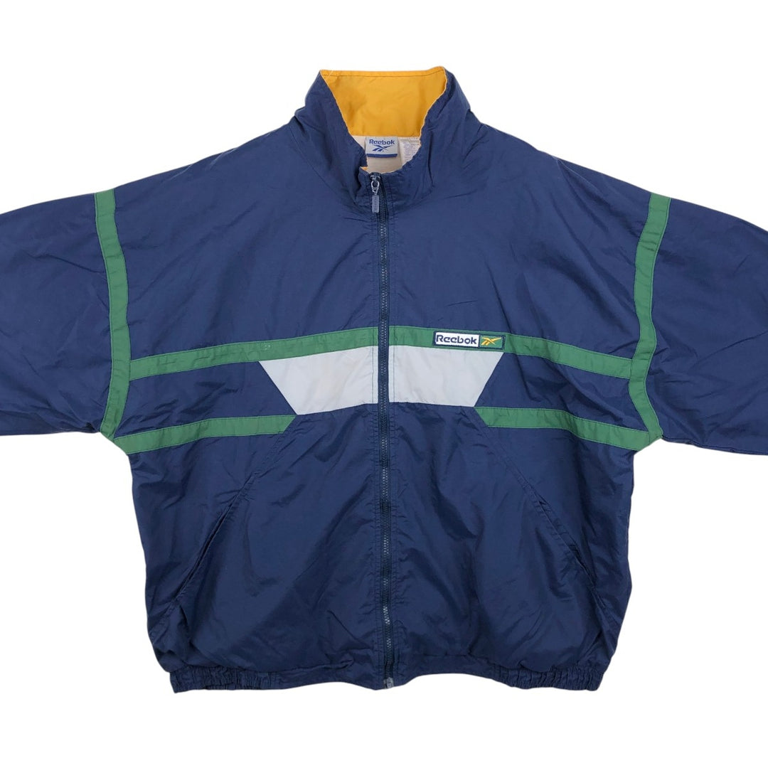 00s~ Reebok nylon jacket, men's XL size Nylon navy blue type Vintage Second Hand