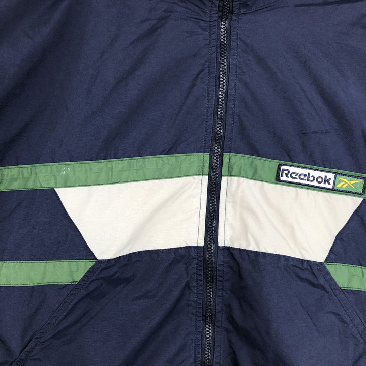 00s~ Reebok nylon jacket, men's XL size Nylon navy blue type Vintage Second Hand