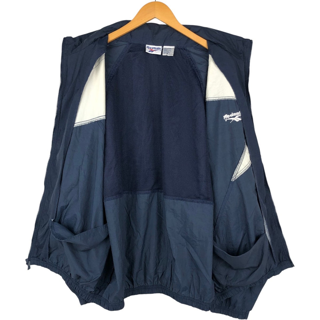90'S Reebok nylon jacket, men's XL size, vintage Nylon navy blue type Vintage Second Hand