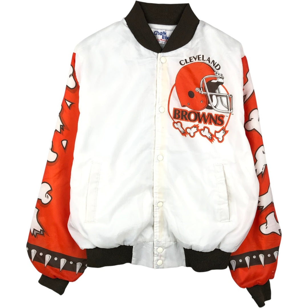 80s-90'S Chalk Line NFL Cleveland Browns Windbreaker, Made in USA, Men's Size M (approx.) polyester white type Vintage Second Hand