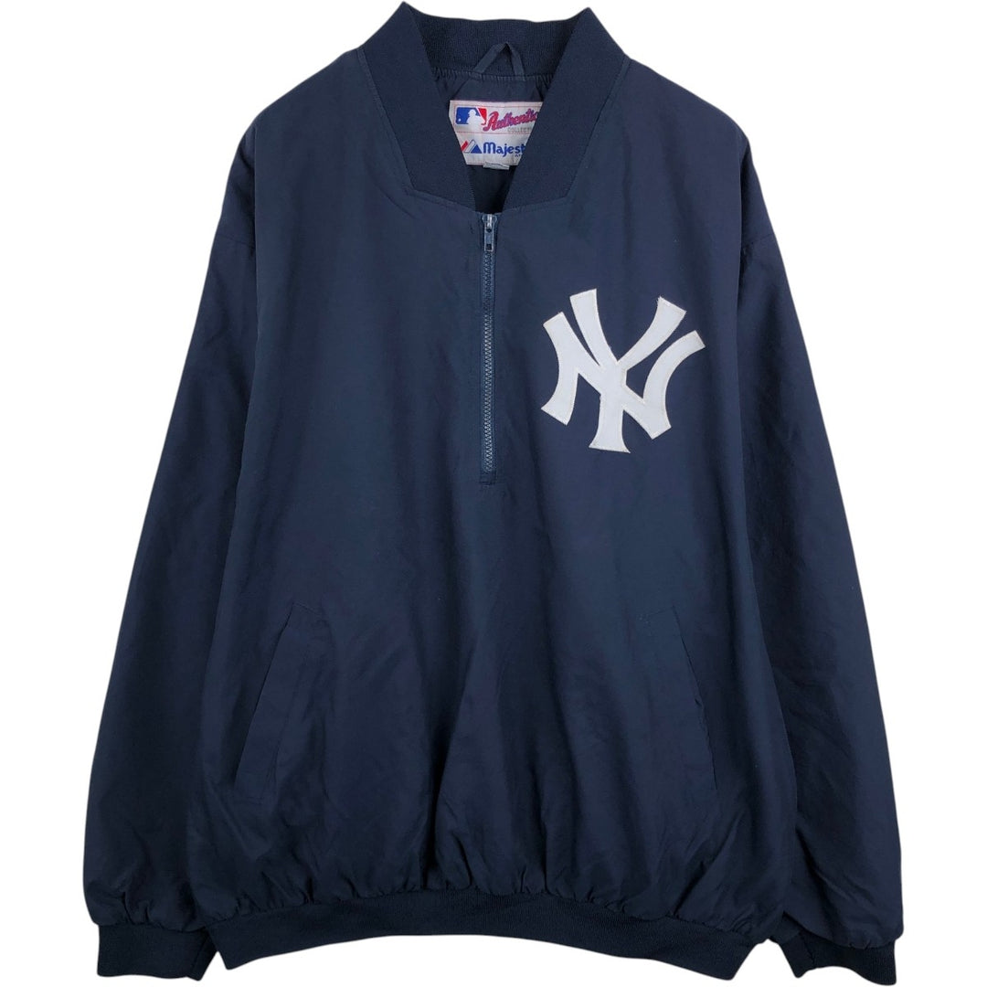 90s-00'S Majestic MLB New York Yankees Half-Zip Warm-Up Pullover, Men's Size XL (Equivalent), Vintage polyester navy blue type Vintage Second Hand