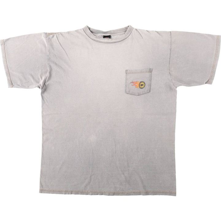 Harley Davidson Eagle Pattern Fire Pattern Motorcycle Bike T-shirt Made in USA Men's XL cotton gray type Vintage Second Hand