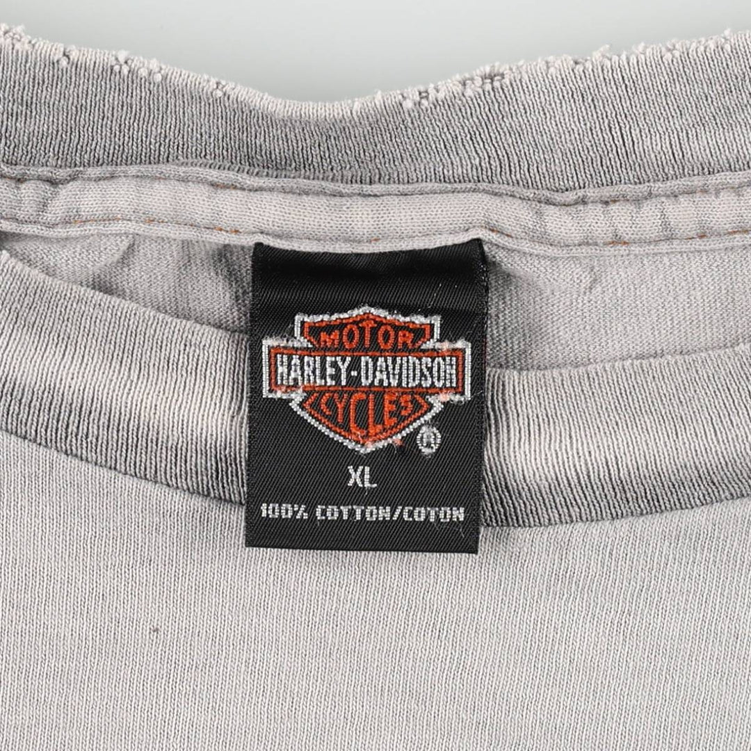 Harley Davidson Eagle Pattern Fire Pattern Motorcycle Bike T-shirt Made in USA Men's XL cotton gray type Vintage Second Hand