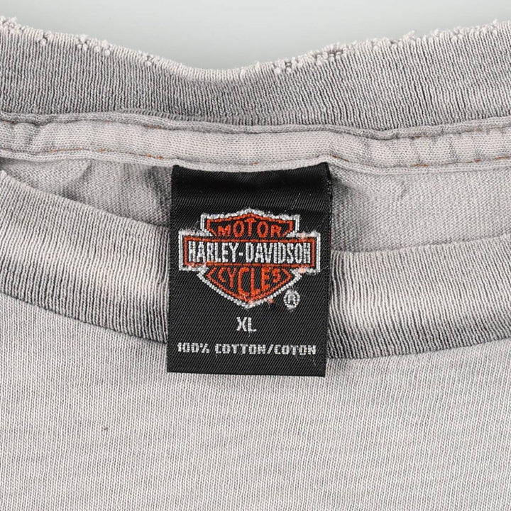 Harley Davidson Eagle Pattern Fire Pattern Motorcycle Bike T-shirt Made in USA Men's XL cotton gray type Vintage Second Hand