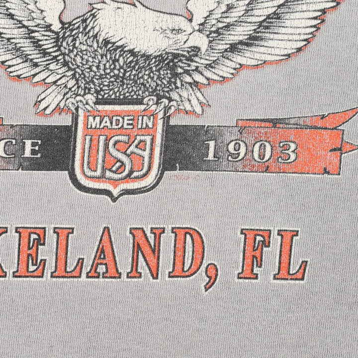 Harley Davidson Eagle Pattern Fire Pattern Motorcycle Bike T-shirt Made in USA Men's XL cotton gray type Vintage Second Hand
