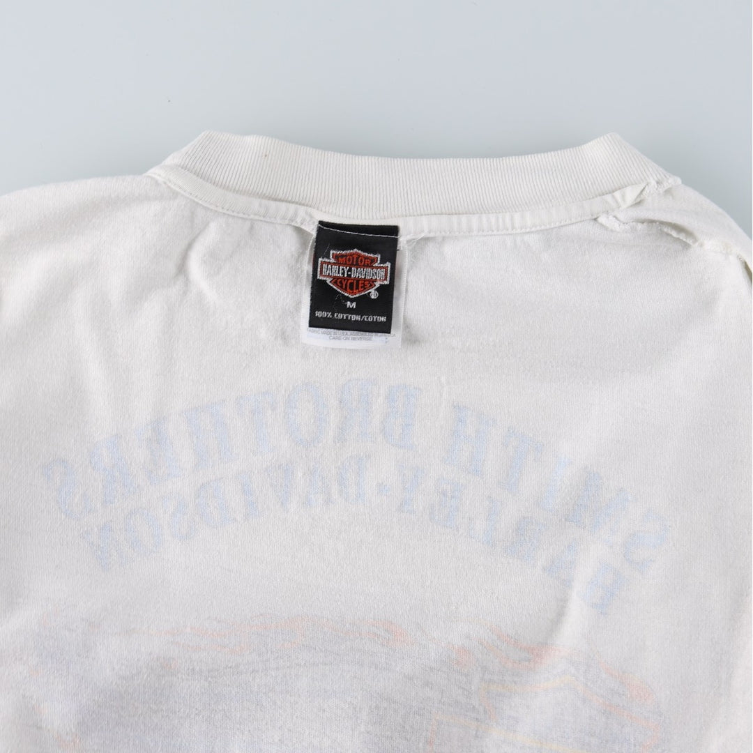 2000'S Harley-Davidson Fire Pattern Wolf Pattern Motorcycle T-Shirt, Men's Size M (approx.) cotton white type Vintage Second Hand