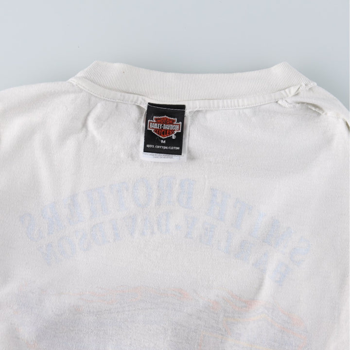 2000'S Harley-Davidson Fire Pattern Wolf Pattern Motorcycle T-Shirt, Men's Size M (approx.) cotton white type Vintage Second Hand