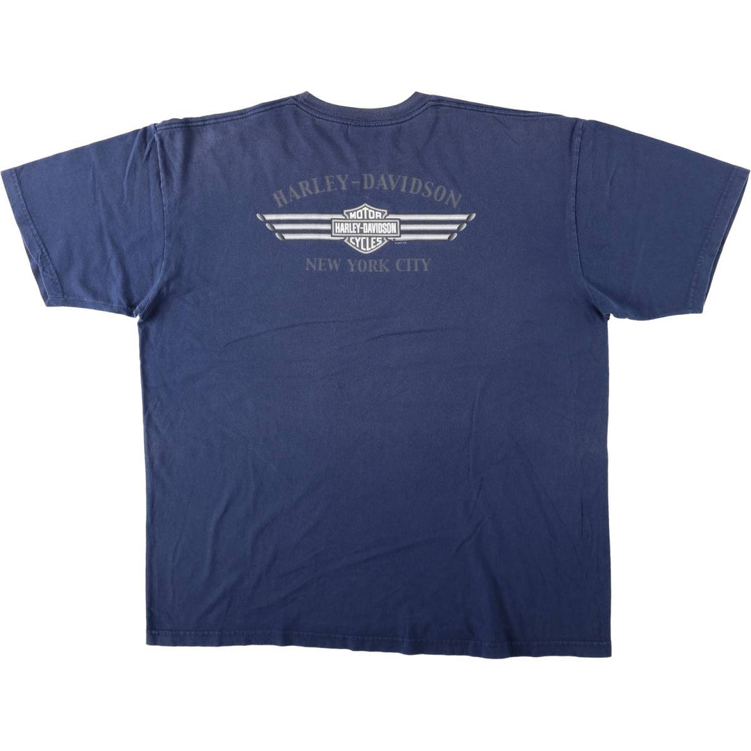 Harley-Davidson Fire Pattern Motorcycle Bike T-Shirt Men's XXL cotton navy blue type Vintage Second Hand