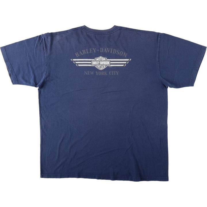 Harley-Davidson Fire Pattern Motorcycle Bike T-Shirt Men's XXL cotton navy blue type Vintage Second Hand