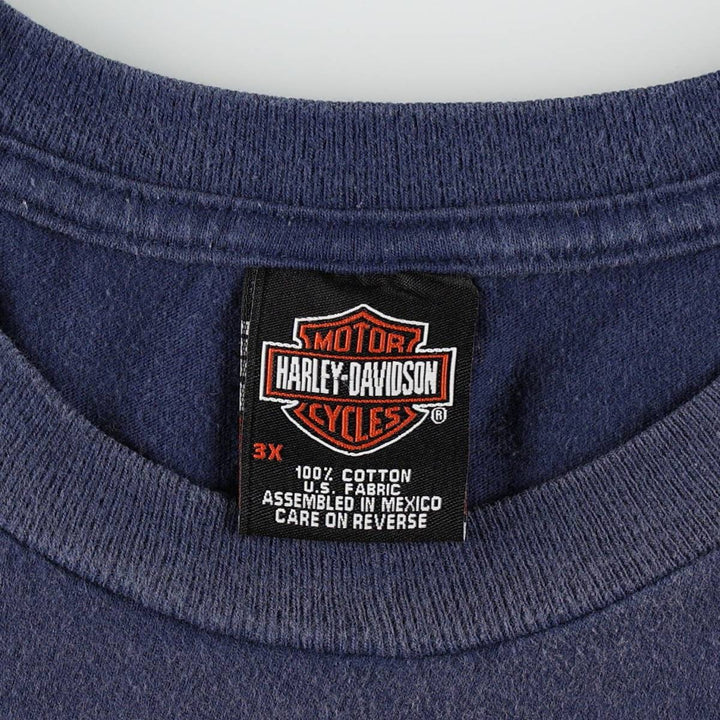 Harley-Davidson Fire Pattern Motorcycle Bike T-Shirt Men's XXL cotton navy blue type Vintage Second Hand