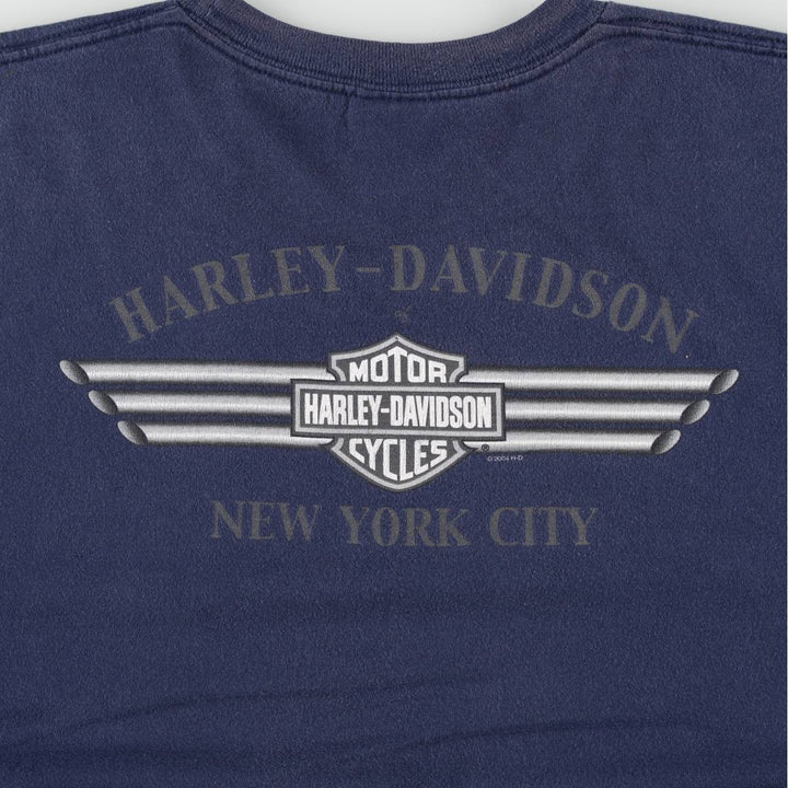 Harley-Davidson Fire Pattern Motorcycle Bike T-Shirt Men's XXL cotton navy blue type Vintage Second Hand