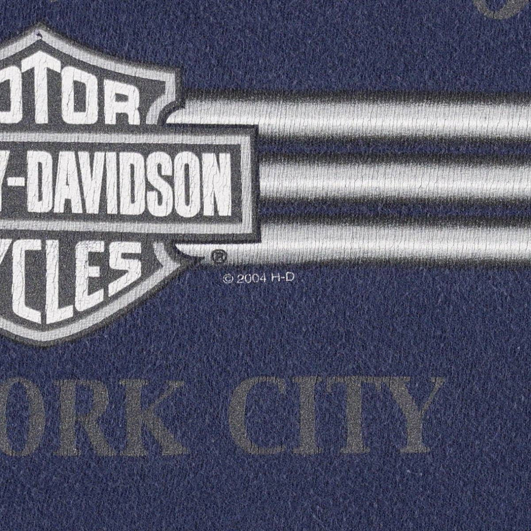 Harley-Davidson Fire Pattern Motorcycle Bike T-Shirt Men's XXL cotton navy blue type Vintage Second Hand