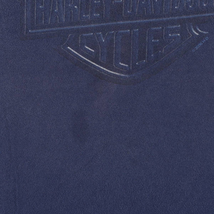 Harley-Davidson Fire Pattern Motorcycle Bike T-Shirt Men's XXL cotton navy blue type Vintage Second Hand