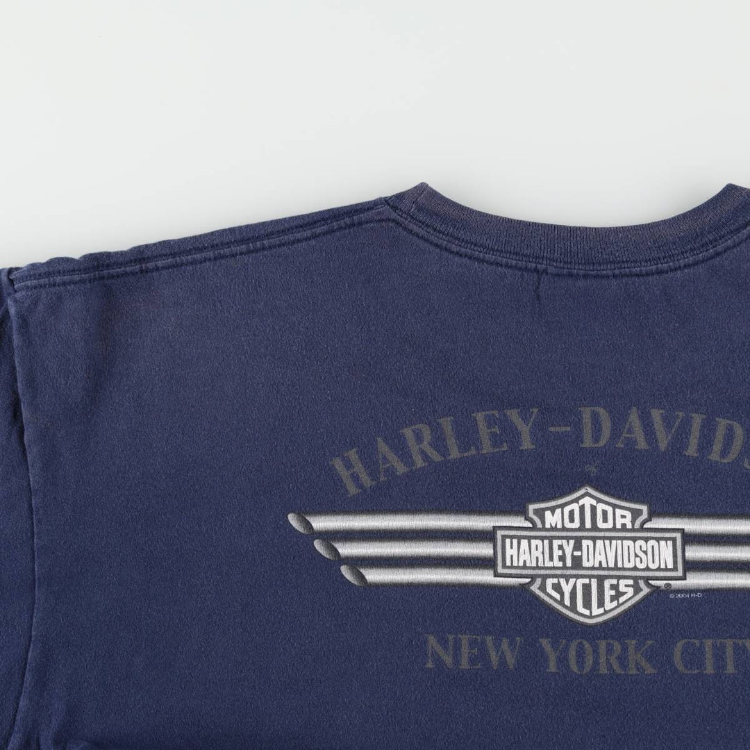 Harley-Davidson Fire Pattern Motorcycle Bike T-Shirt Men's XXL cotton navy blue type Vintage Second Hand