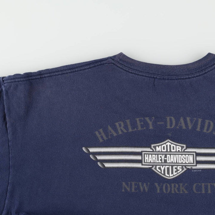 Harley-Davidson Fire Pattern Motorcycle Bike T-Shirt Men's XXL cotton navy blue type Vintage Second Hand
