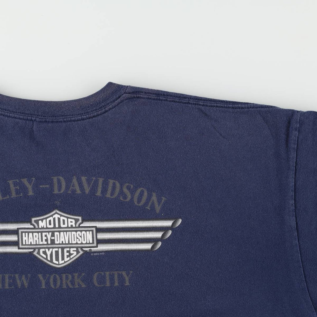 Harley-Davidson Fire Pattern Motorcycle Bike T-Shirt Men's XXL cotton navy blue type Vintage Second Hand
