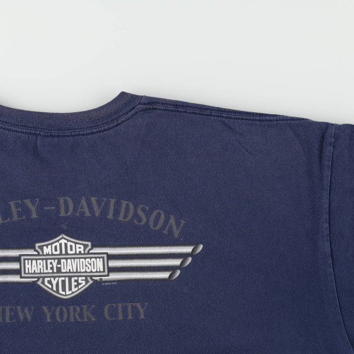 Harley-Davidson Fire Pattern Motorcycle Bike T-Shirt Men's XXL cotton navy blue type Vintage Second Hand