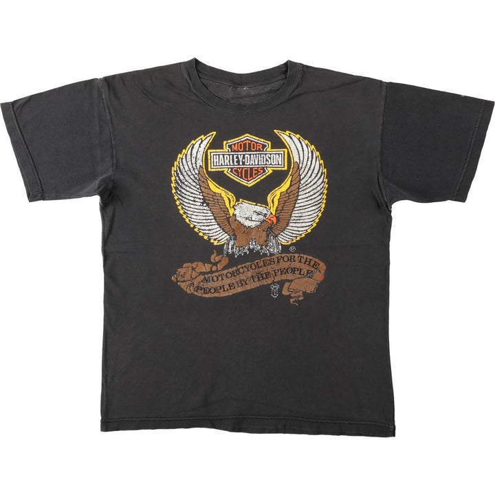 Harley-Davidson Eagle Pattern Motorcycle Bike T-shirt Men's S size unclear black type Vintage Second Hand