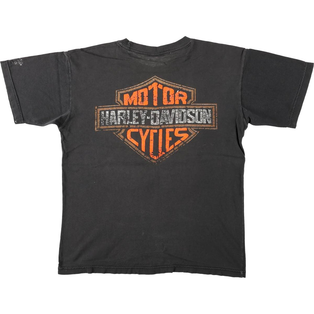 Harley-Davidson Eagle Pattern Motorcycle Bike T-shirt Men's S size unclear black type Vintage Second Hand