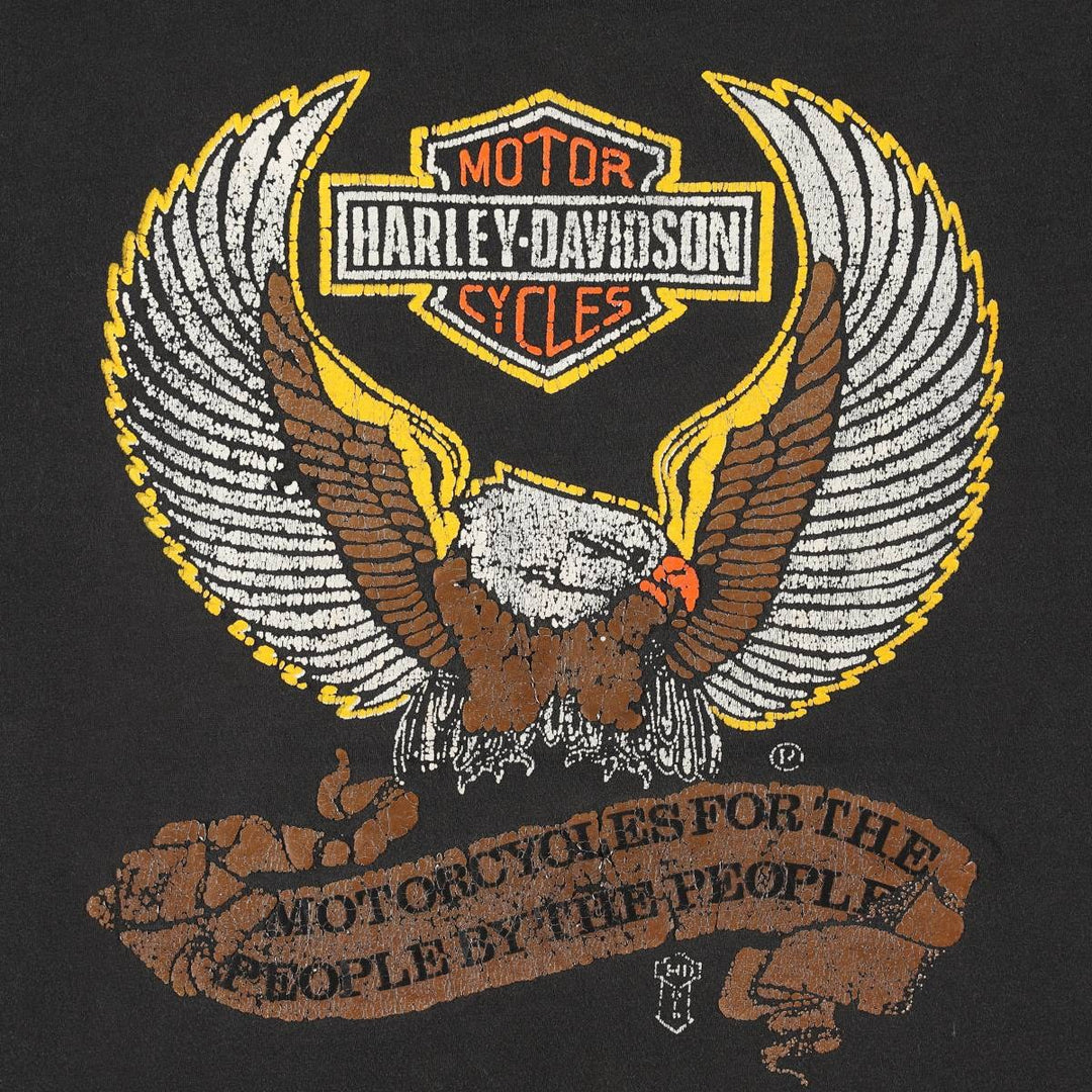 Harley-Davidson Eagle Pattern Motorcycle Bike T-shirt Men's S size unclear black type Vintage Second Hand