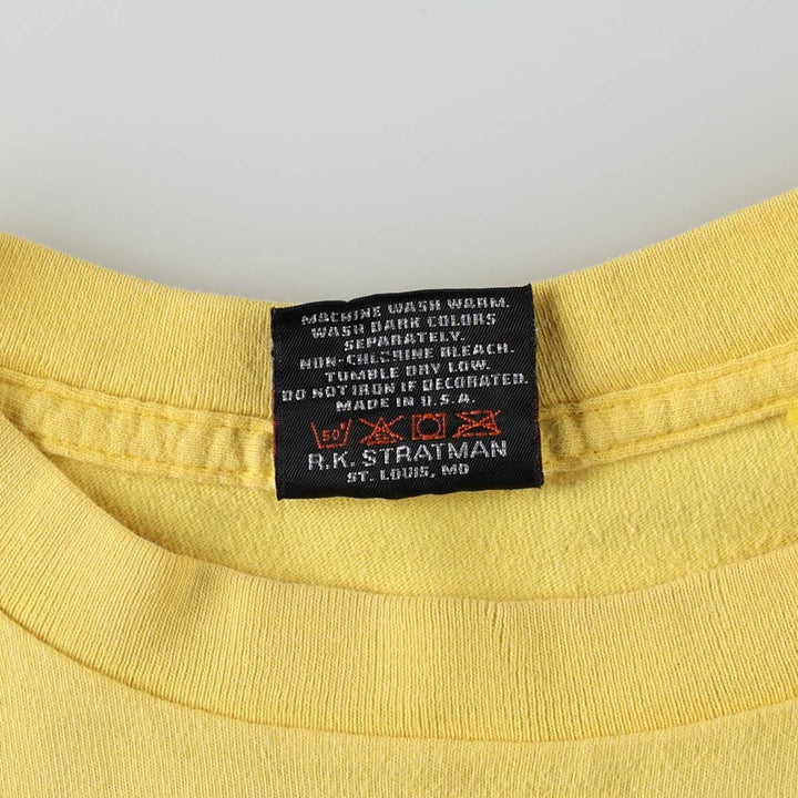 00'S Harley-Davidson Fire Pattern Motorcycle Bike T-Shirt Made in USA Men's L size cotton lemon yellow Vintage Second Hand