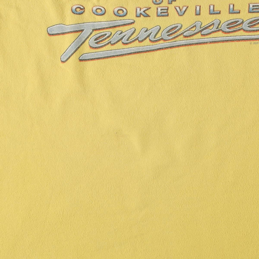 00'S Harley-Davidson Fire Pattern Motorcycle Bike T-Shirt Made in USA Men's L size cotton lemon yellow Vintage Second Hand