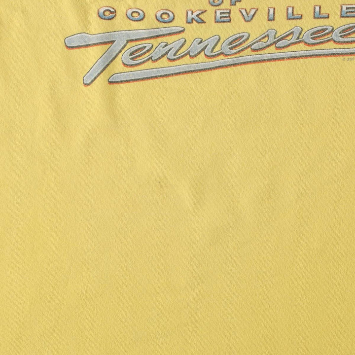 00'S Harley-Davidson Fire Pattern Motorcycle Bike T-Shirt Made in USA Men's L size cotton lemon yellow Vintage Second Hand