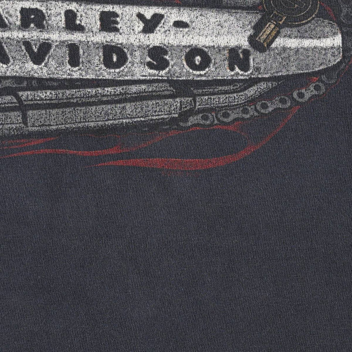 00'S Harley-Davidson Fire Pattern Motorcycle Bike T-Shirt Made in USA Men's XXL cotton black type Vintage Second Hand