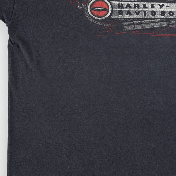 00'S Harley-Davidson Fire Pattern Motorcycle Bike T-Shirt Made in USA Men's XXL cotton black type Vintage Second Hand