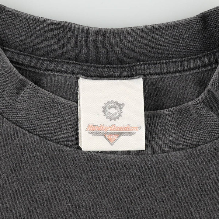 90'S Harley-Davidson Cafe Racer Fire Pattern Motorcycle T-Shirt, Men's Size XL (approx.) cotton black type Vintage Second Hand