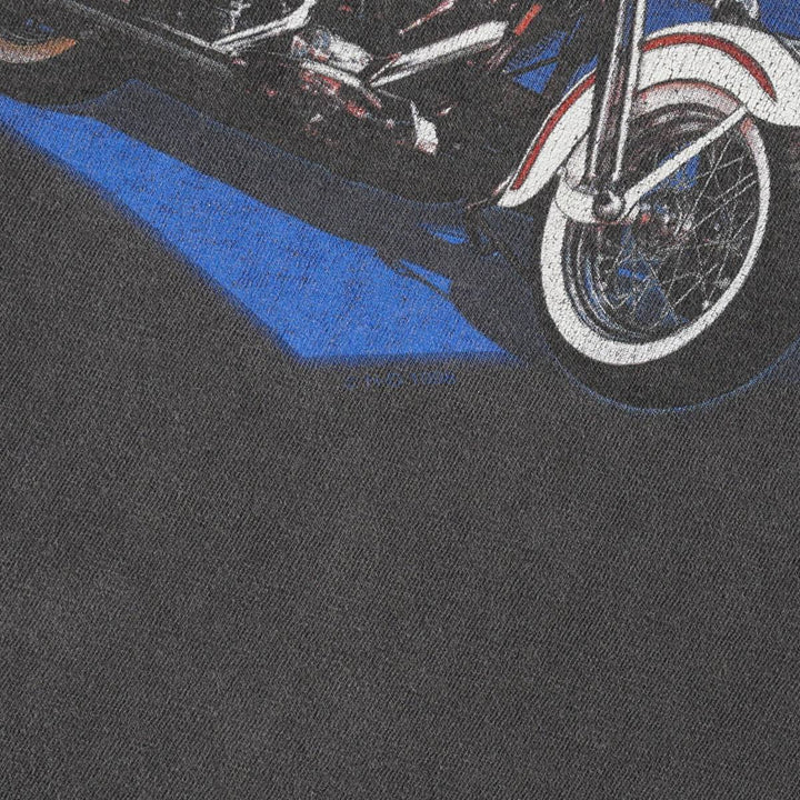 90'S Harley-Davidson Cafe Racer Fire Pattern Motorcycle T-Shirt, Men's Size XL (approx.) cotton black type Vintage Second Hand